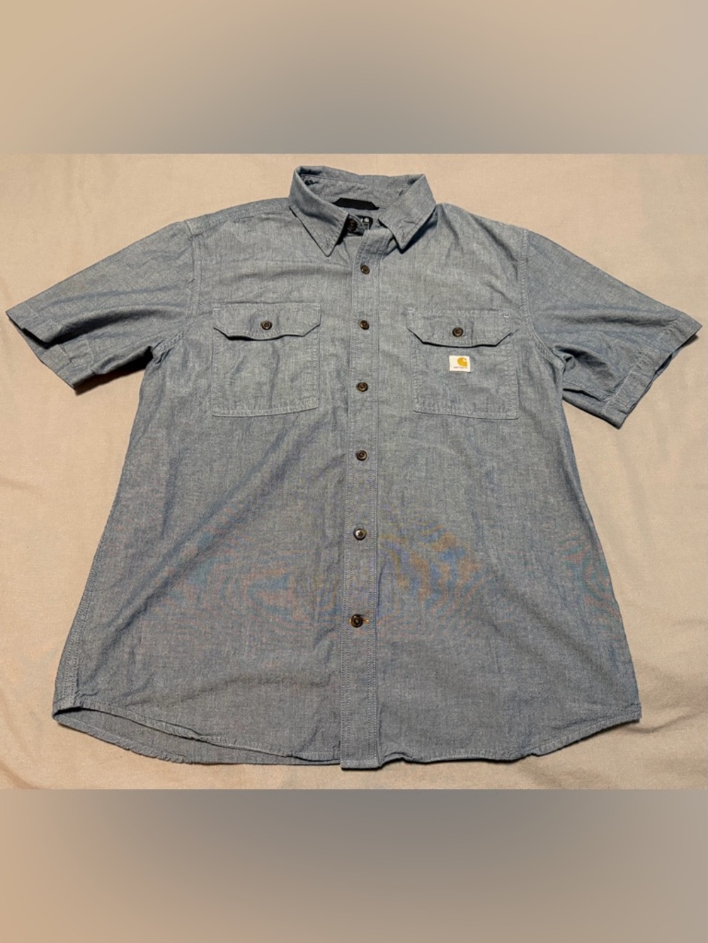 Carhartt Loose Fit Midweight Chambray 2 Pocket Short Sleeve Shirt Mens Large